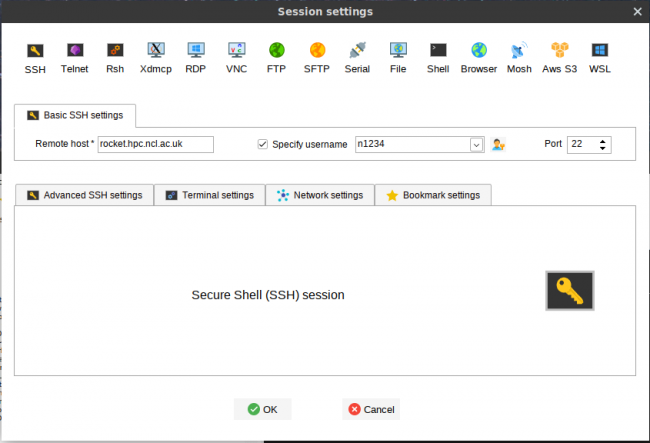 Configuring Mobaxterm to connect to Rocket