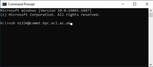 Using the Windows 10 ssh client to connect to Comet